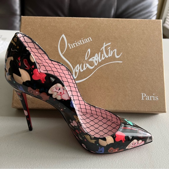 NEVER WORN Size 39 Christian Louboutin Hot Chick Pumps Black 100mm Heel - Picture 4 of 4